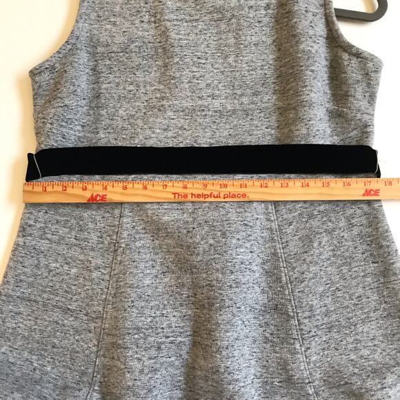 J. Crew Size 14 A Line Gray Dress Velvet Tie Belt EUC Back Zip Midi Length G8476 - Picture 9 of 14